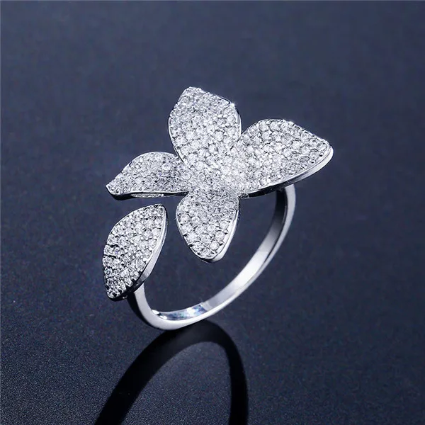 UILZ Monaco, дизайнерские аксессуары, модный браслет-цепочка в форме цветка, в форме листа, AAA, циркон, микро проложить, для женщин, свадебные украшения, UB2016 - Окраска металла: White Ring