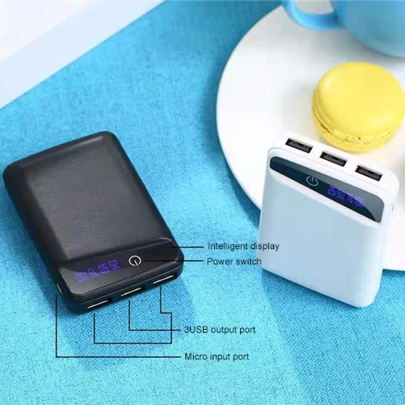 Battery Charger Power Bank Case 18650 Battery Charger Cover Power Bank Case DIY Box 3 USB Ports