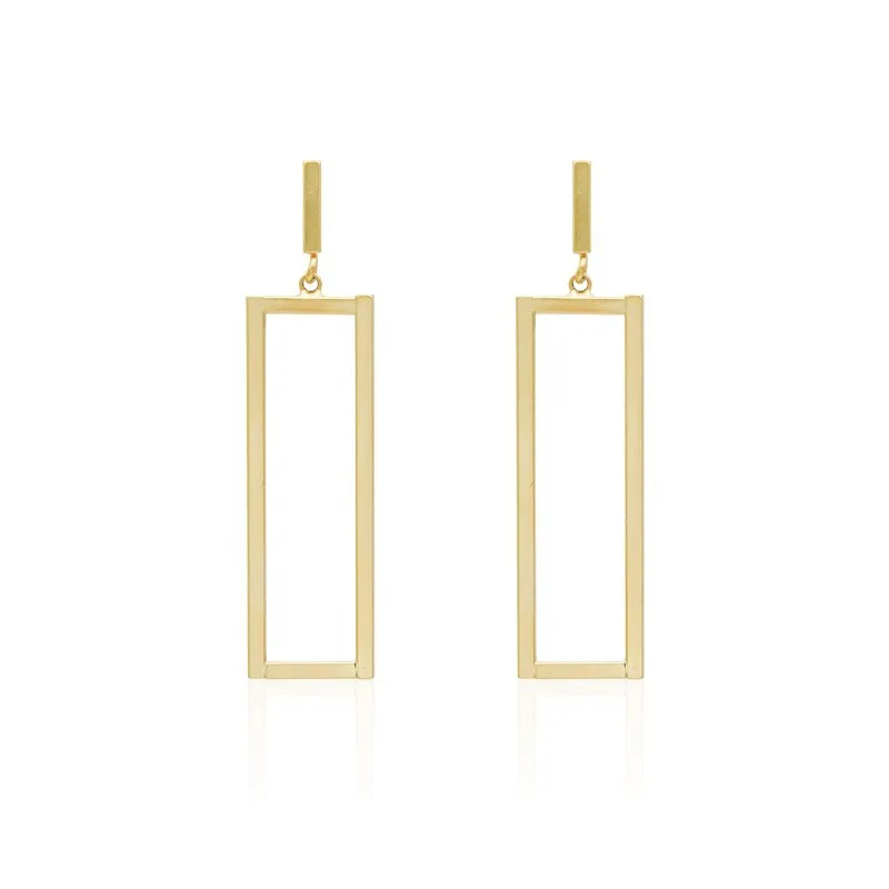 MEYRROYU 316L Stainless Steel Fashion Jewelry Romantic Geometric Rectangular Drop Earrings For Women Party Gift drop earrings geometric earrings