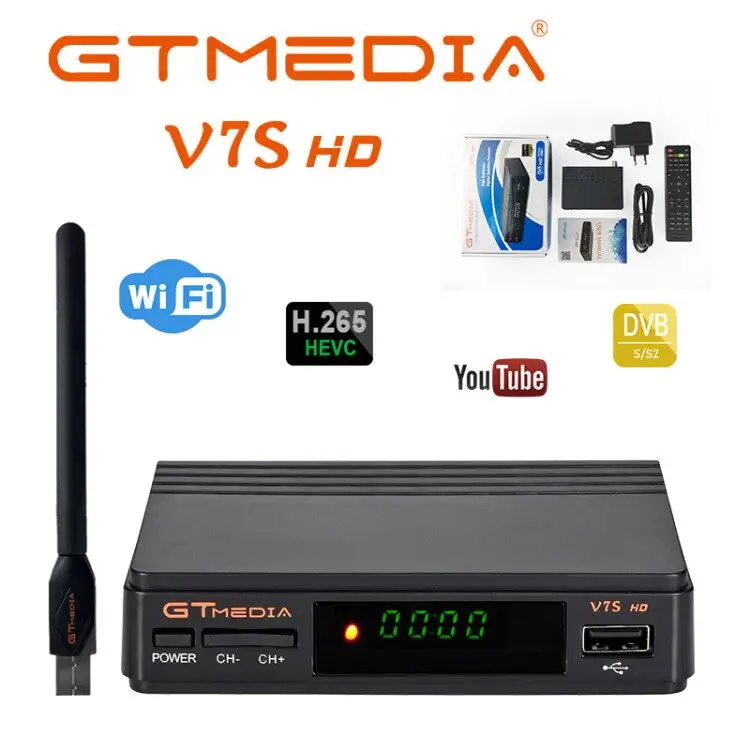 GTmedia V7S спутниковый HD декодер приемник Full 1080P+ 1 шт. профессиональный HD DVB-S2+ USB WiFi ТВ набор стабильный сигнал freesat