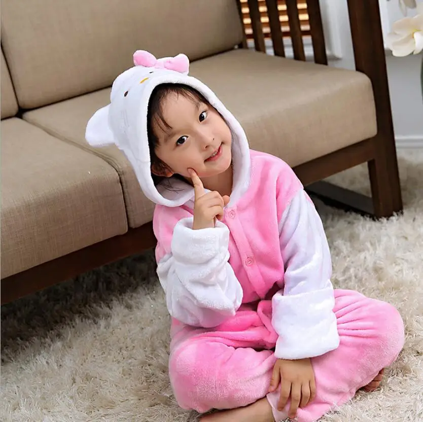 

Kitty Kids Cat Onesie Flannel Pijamas Enteros Animal Shein Mujer One Piece Teenage Pajamas Kigurumi Winter Pyjamas Unicorn Girl