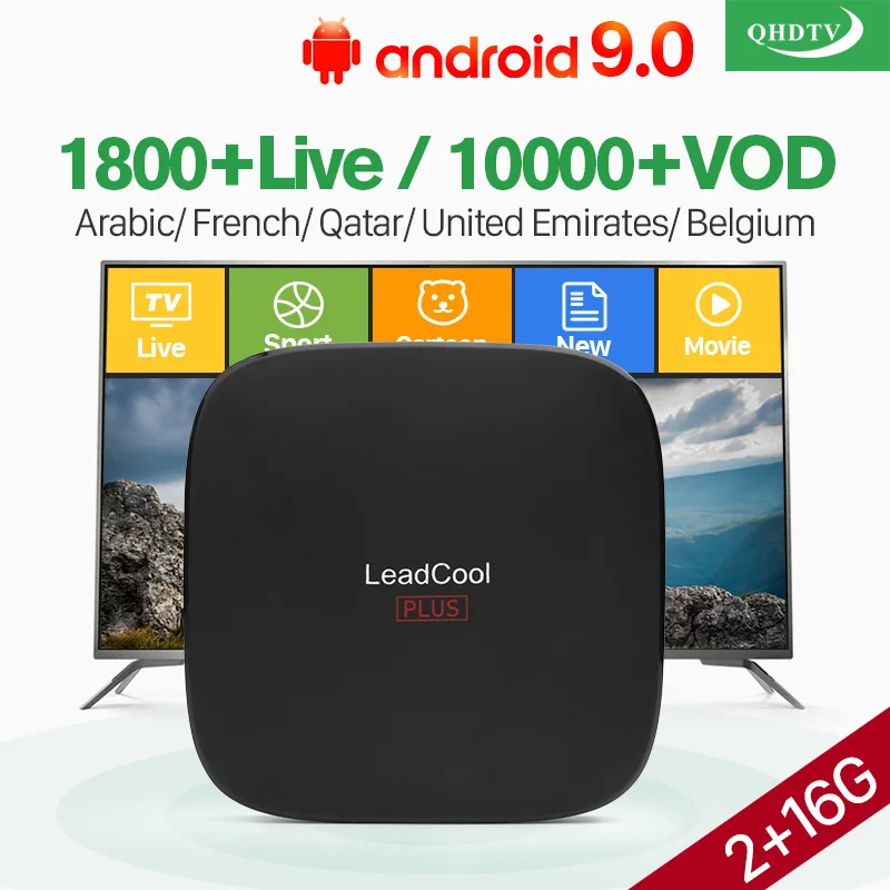 Франция IPTV арабский Android 9,0 IPTV box Leadcool Plus 4K RK3318 QHDTV 1 год IPTV подписка Германия IPTV Испания Бельгия коробка