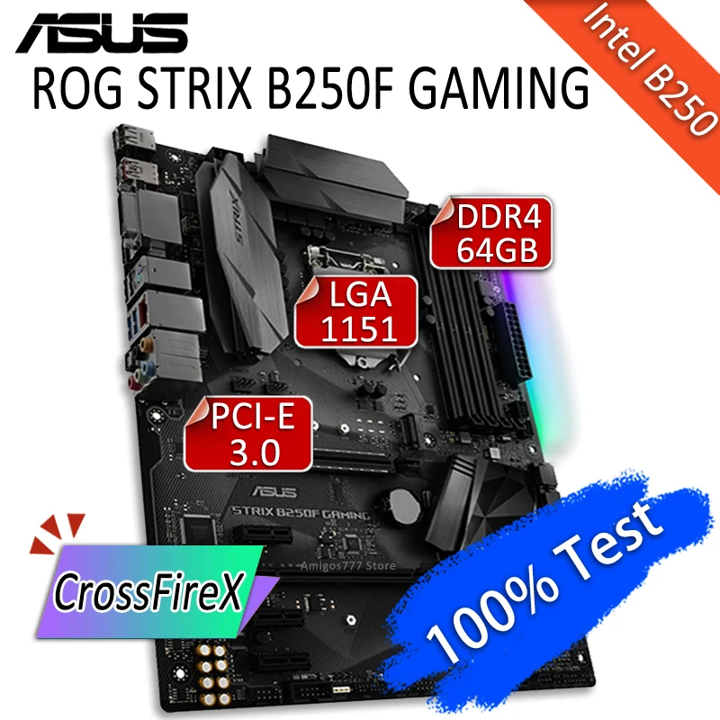 Игровая материнская плата LGA 1151 Asus ROG STRIX B250F с поддержкой 6-го/7-го поколения