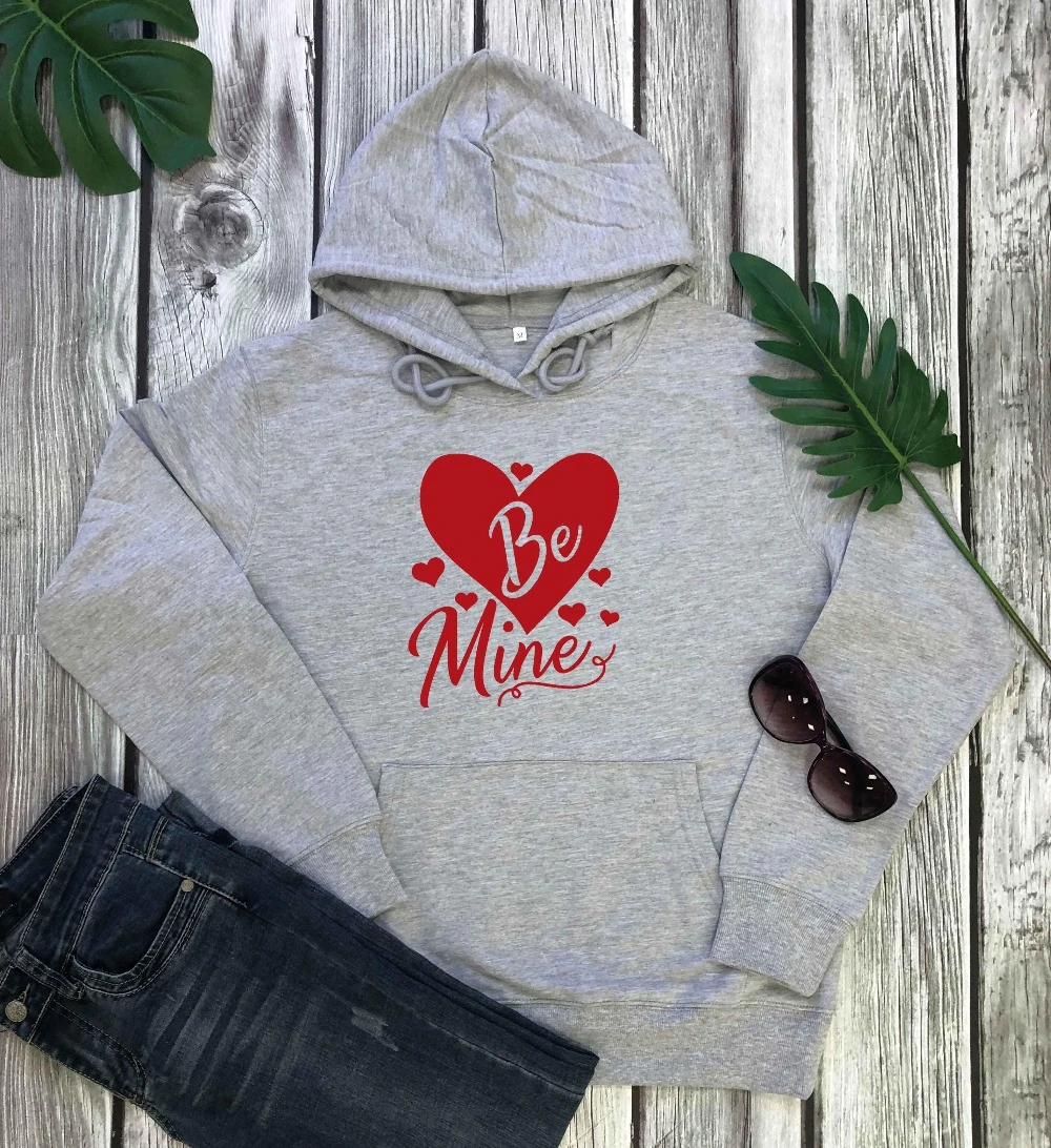 Be mine Повседневная одежда на День святого Валентина с изображением большого сердца Женская мода для влюбленных пар kawaii толстовки винтажные хипстерские пуловеры Топ-L217