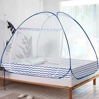 

Wave Pattern Anti-mosquito Cloth Insect Mesh Mosquito Net Simple Portable Yurt Bed Tent Household Mosquito Nets Canopy 8 Colors