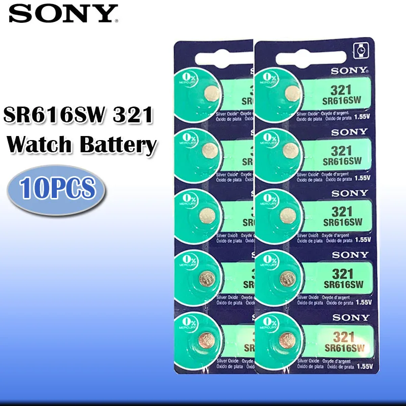 10 шт./партия sony 321 SR616SW часы с серебряным оксидом батарея 321 SR616SW SR616 Кнопка монета сотового Сделано в Японии