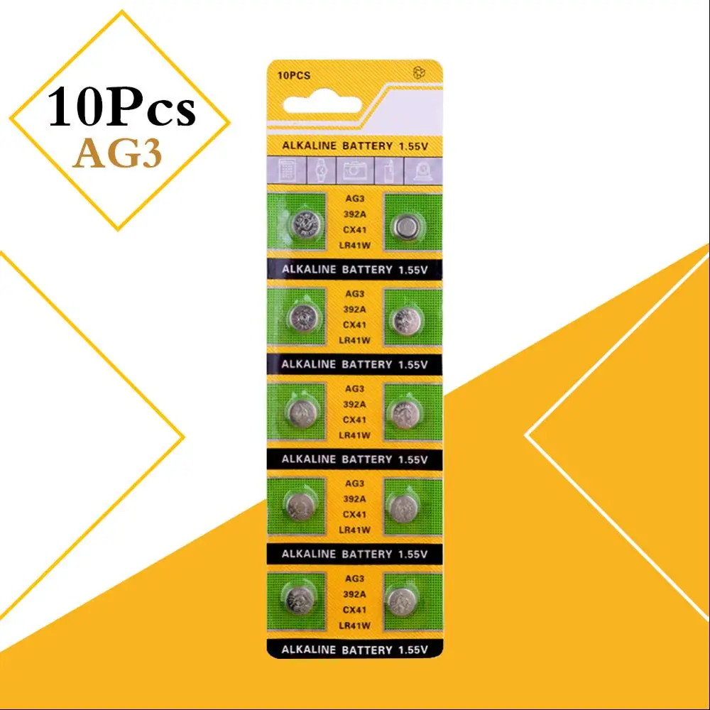 10 unids/lote AG3 LR41 392 baterías de botón SR41 192 celular moneda alcalina de la batería de 1,55 V L736 384 SR41SW CX41 para relojes de juguete remoto