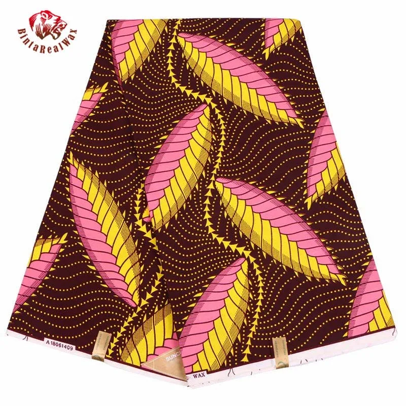 Анкара африканская полиэфирная восковая ткань Binta настоящий воск высокого качества 6 ярдов африканская ткань для вечерние платья FP6114 - Цвет: 1