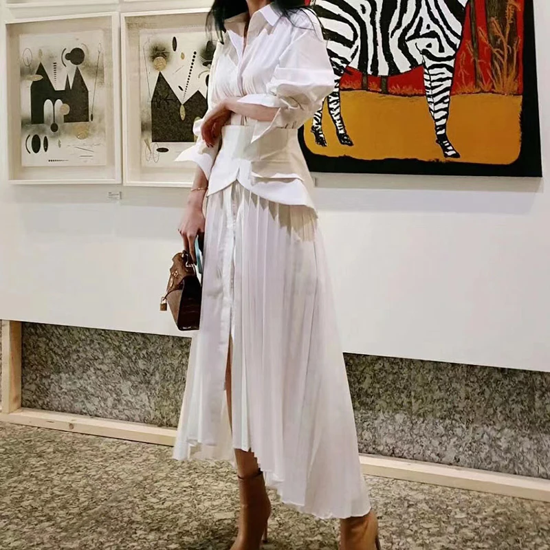 فستان أنيق بأكمام طويلة