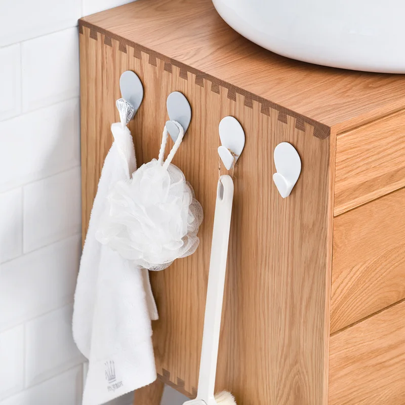 

6/12 Pcs Home Wall Hook Raindrop Shape Wall Mount Self-adhesive Key Wall Hook Hanger Organizer Durable Key Holder Home Decor D35