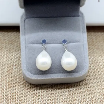 

Shell Pearls Glorious White Drop-Shaped Earrings S925 Fine Silver Comparable Pearl