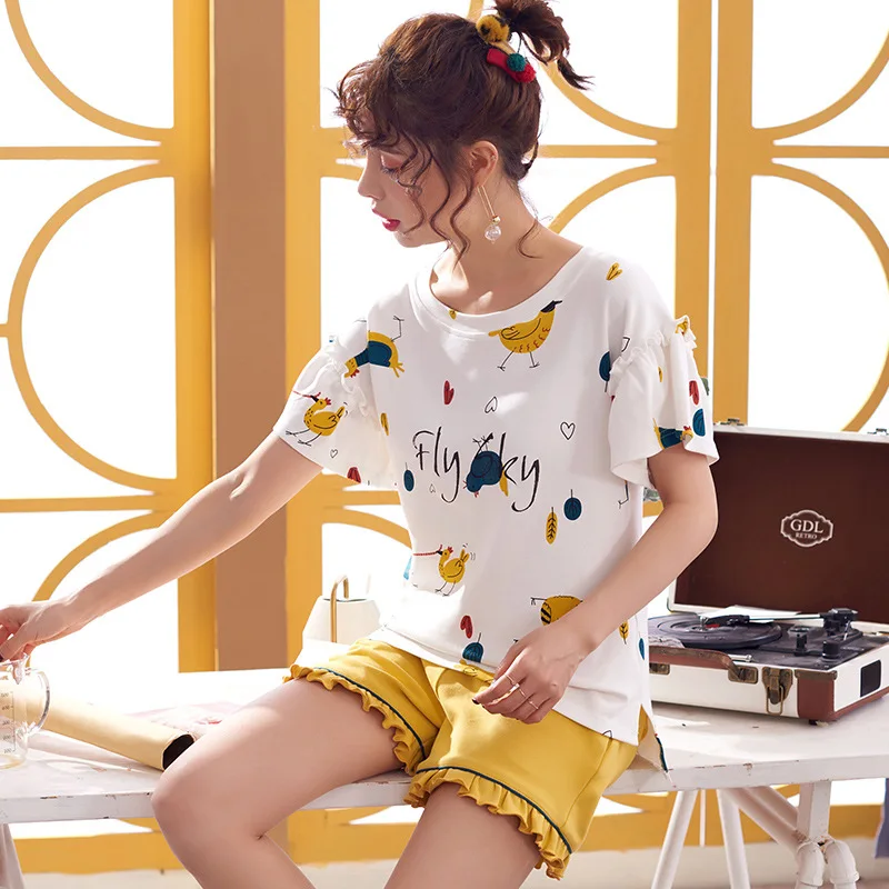 

7321 # Full Small Animal Pullover FN Short Sleeve Shorts Pajamas Homewear Set Series