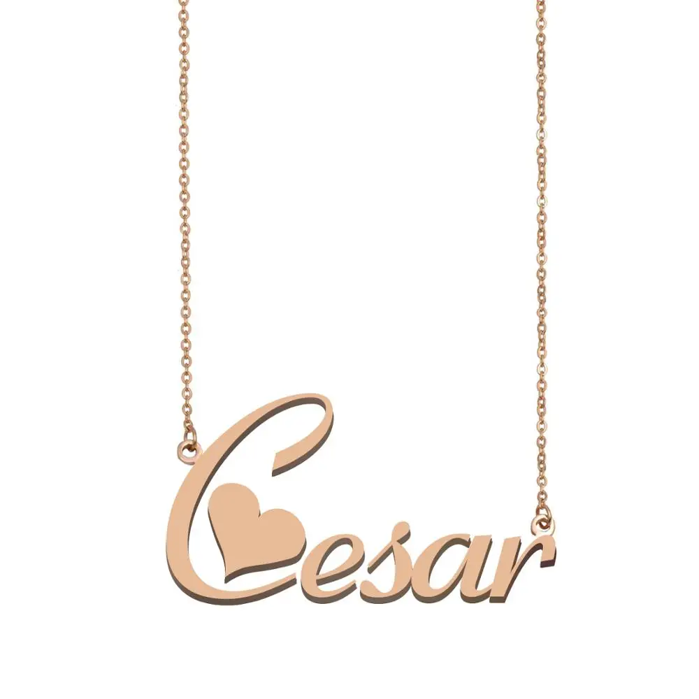 

Cesar Name Necklace Personalized Nameplate Pendant Jewelry for Women Girl Birthday Gift Stainless Steel Gold Collar