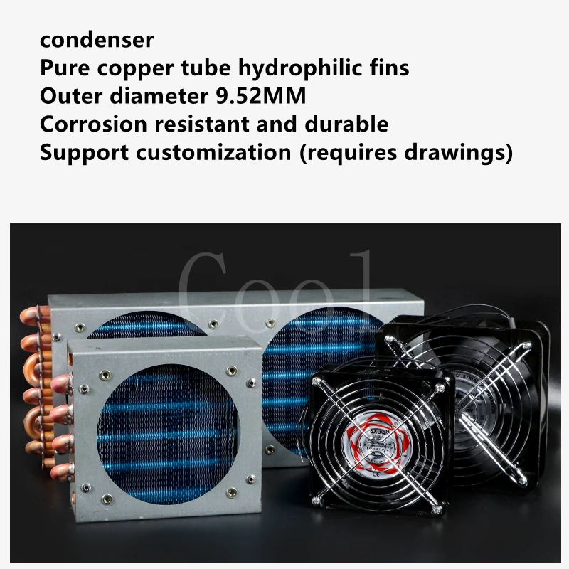 Refrigerator condenser radiator with fan small air-cooled cooling universal copper tube fin-type freezer radiator 120*120 fan air conditioning condenser
