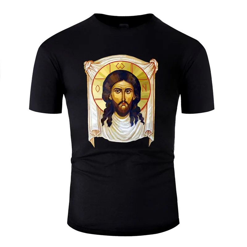 Design Letters Jesus Christ Shroud Icon T Shirt For Men 100% Cotton O-Neck Man Clothes Short Sleeve Tee Tops |