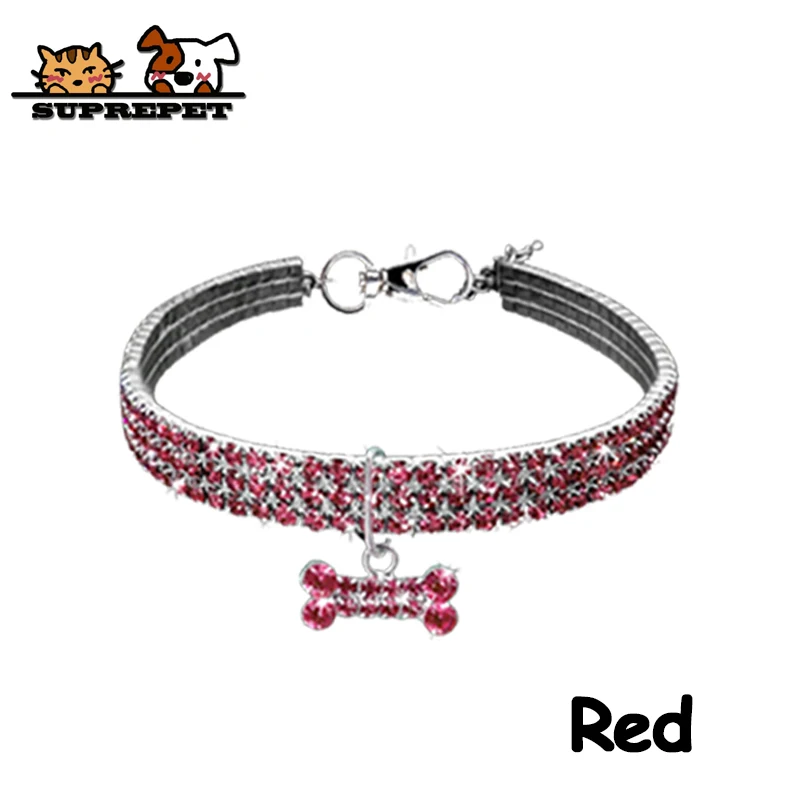 SUPREPET для кошек, собак, котят кристалл алмаз воротник животное ожерелье с кошкой яркие кости аксессуары регулируемые для Боди для чихуахуа
