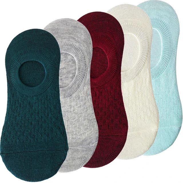 10 pieces = 5 pairs Women Invisible Solid Color Socks Slippers Ladies Polyester Cotton Non-slip Silicone Ankle Socks skarpetki 5 pairs 17