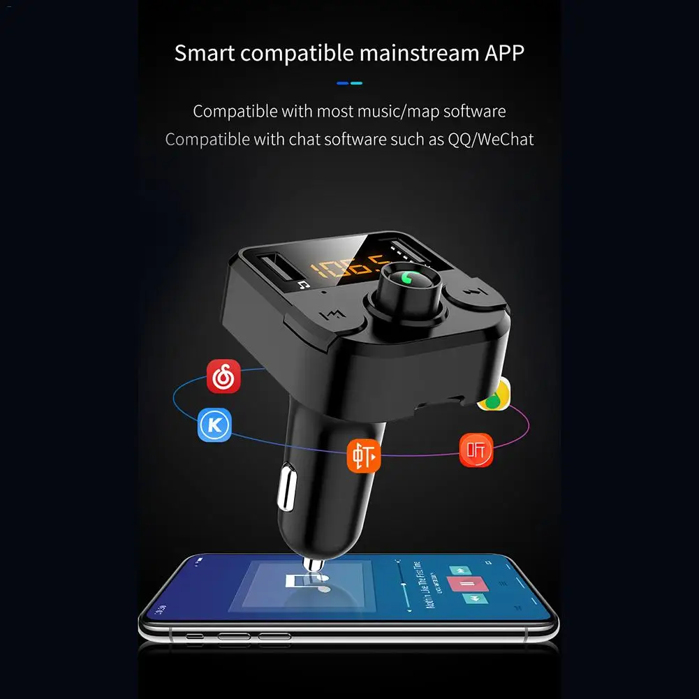 Bluetooth передатчик адаптер автомобильный комплект с громкой связи ЖК-дисплей музыкальный плеер Поддержка TF карта USB флэш-накопитель AUX