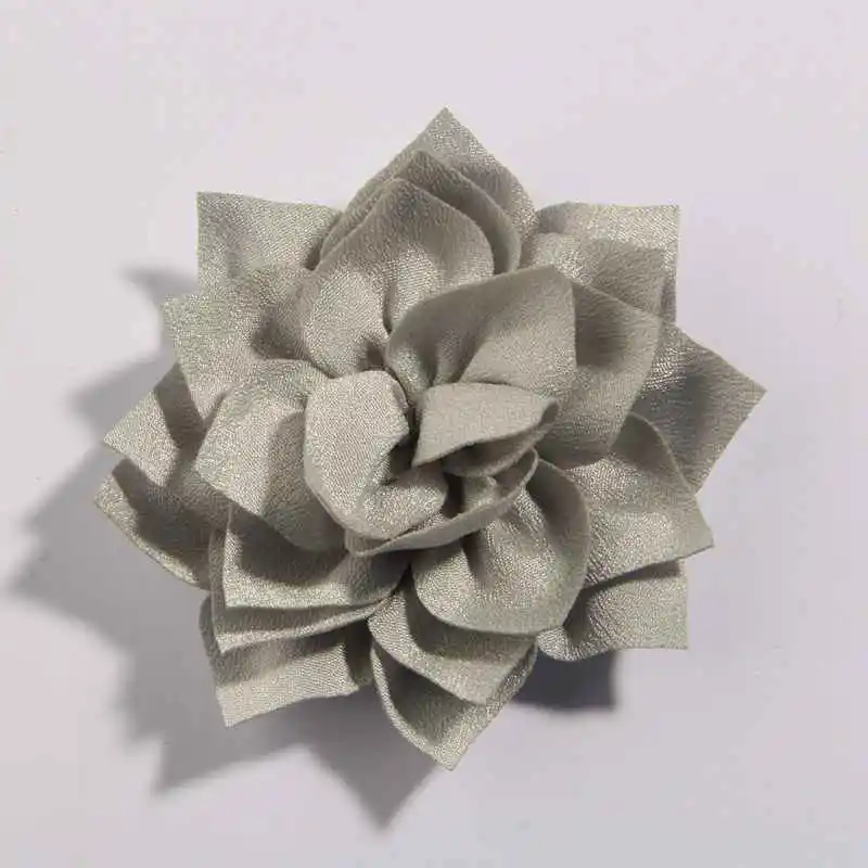 Silver 5 шт., 7,5 см, 2,95 дюйма, новинка, цветы из ткани лотоса для волос, аксессуары для волос, атласный цветок для волос с/без зажимов, свадебный букет - Цвет: Silver