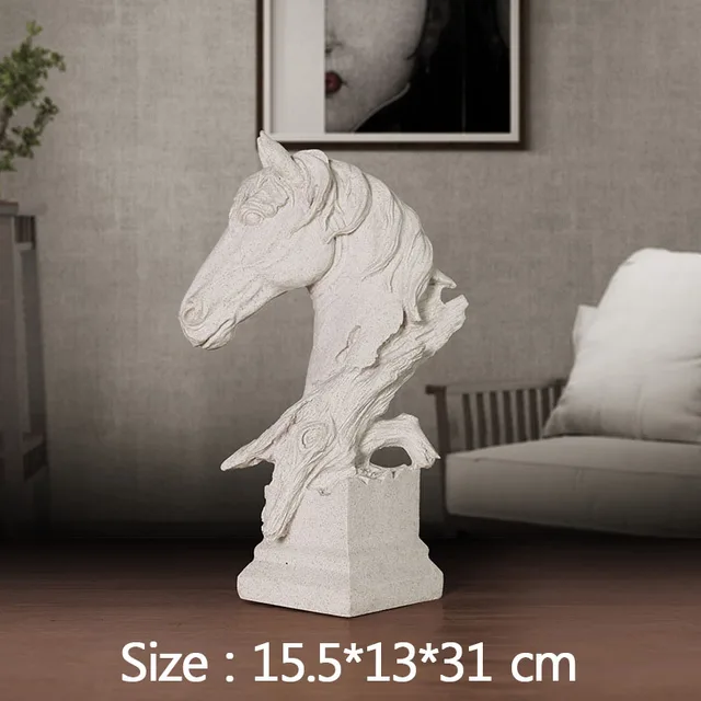 Home Decor Horse Statue Antique Horse Head Sculpture Living Room Display Figurines Handcrafts