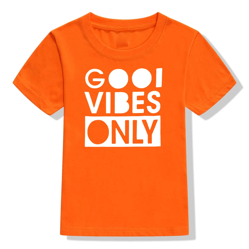 Gool Vibes Only/повседневная детская футболка футболки с забавными буквами для маленьких девочек и мальчиков, модные детские футболки с короткими рукавами - Цвет: 51J6-KSTOG-
