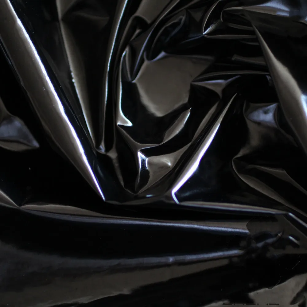 

New 150cm*100cm 20D Creative Designer Ultra-thin Nylon Bright Black Fabric Bright PU Cloth black Shining Clothing accessories