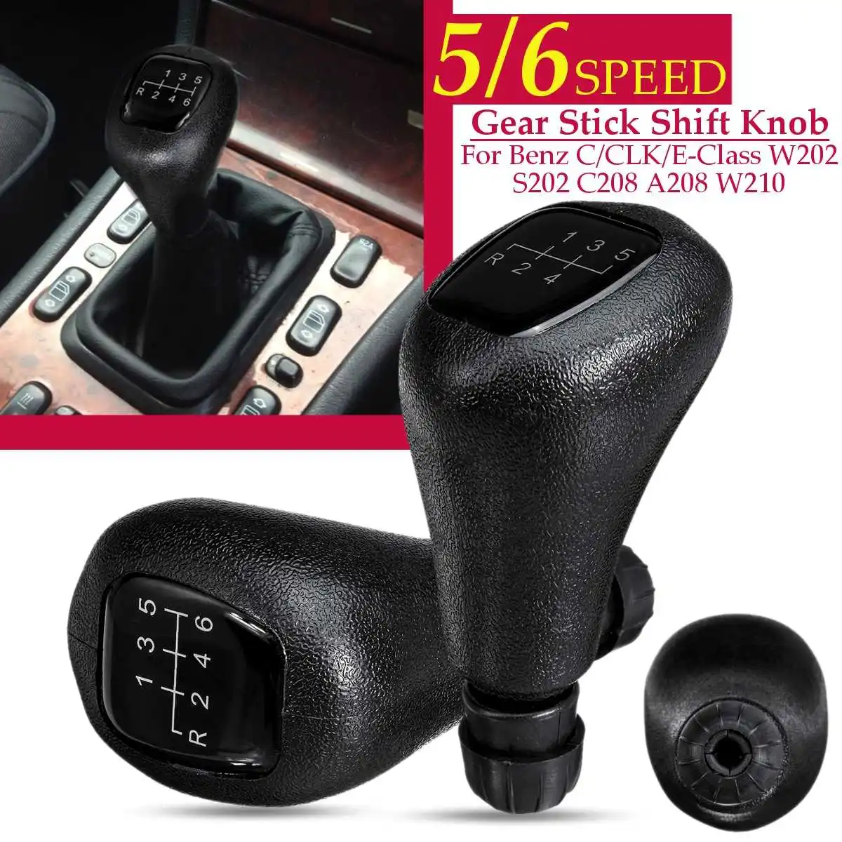 Car 5 / 6 Speed Gear Shift Knob Stick Level Head For Mercedes Benz C Class W202 CLK Class W208 E Class W210 Styling ABS