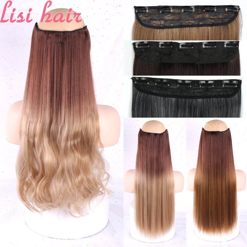 

LISI HAIR Long Straight Women Clip in Hair Extensions Black Brown High Tempreture Synthetic Hair Piece