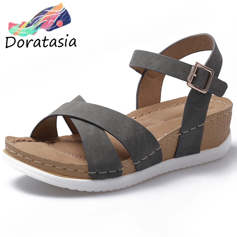 

DORATASIA New Hot Sale Girl Fashion mixed-color Wedges Sandals Comfort Platform Sandals Women Holiday Beach Shoes Woman