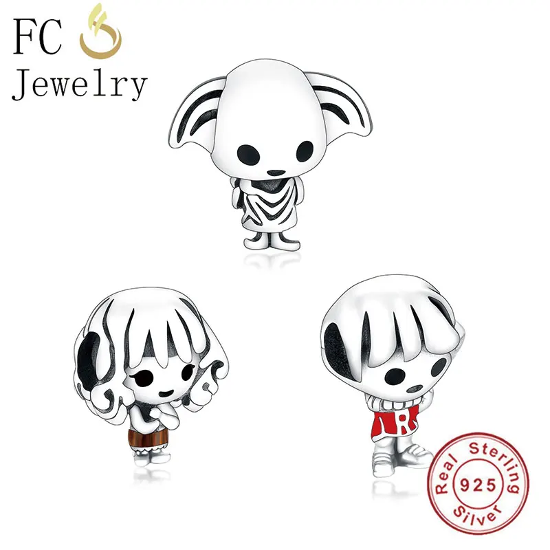 

FC Jewelry Fit Original Pandora Charm Bracelet 925 Silver Harry Witchcraf Hermione Granger Elf Dobby Ron Bead Making Berloque