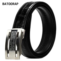 2021 Top High-end Business Crocodile Belly Belt Brand Luxury Designer Men's Belt Black Simple Stainless Steel Automatic Buckle
