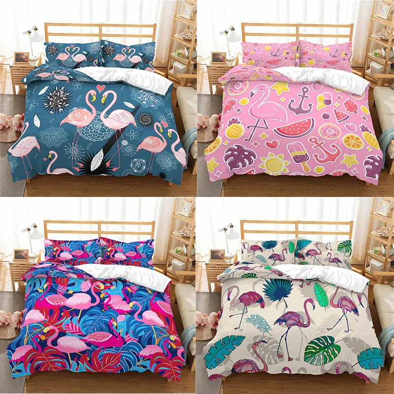 

Home Textile Luxury 3D Flamingo Print 2/3Pcs Comfortable Duvet Cover PillowCase Bedding Sets Queen and King EU/US/AU Size