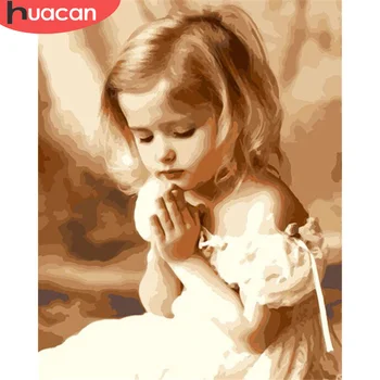 

HUACAN DIY Pictures By Number Girl Kits Drawing On Canvas Painting By Numbers Portrait Hand Painted Picture Art Gift Home Decor