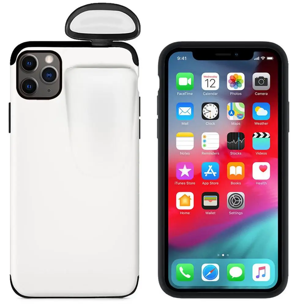 Жидкий силиконовый чехол для телефона для IPhone 11/Pro/MAX/XR/XS/X для Air Pods 2 в 1 мягкий чехол для 7 Plus/8 Plus - Цвет: white