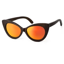 Модные женские деревянные солнцезащитные очки кошачий глаз, мужские солнцезащитные очки в винтажном стиле, Женские бамбуковые ретро солнцезащитные очки Cateye