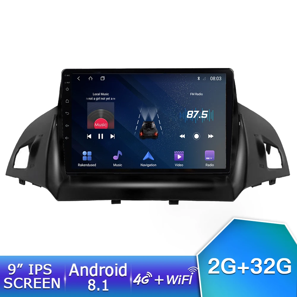 EKIY " ips Android 8,1 автомобильный Радио стерео Мультимедиа 4G+ 64G для Ford Kuga 2013- Авто gps Navi навигация Нет 2 din DSP плеер - Цвет: 2G 32G