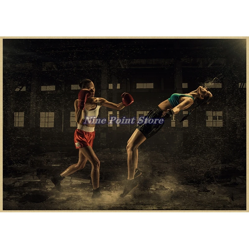 thumbnail image 1 of Póster de pintura de papel Kraft para entrenamiento de fitness y boxeo, pegatinas de pared para gimnasio, decoración del hogar, 1 of 5