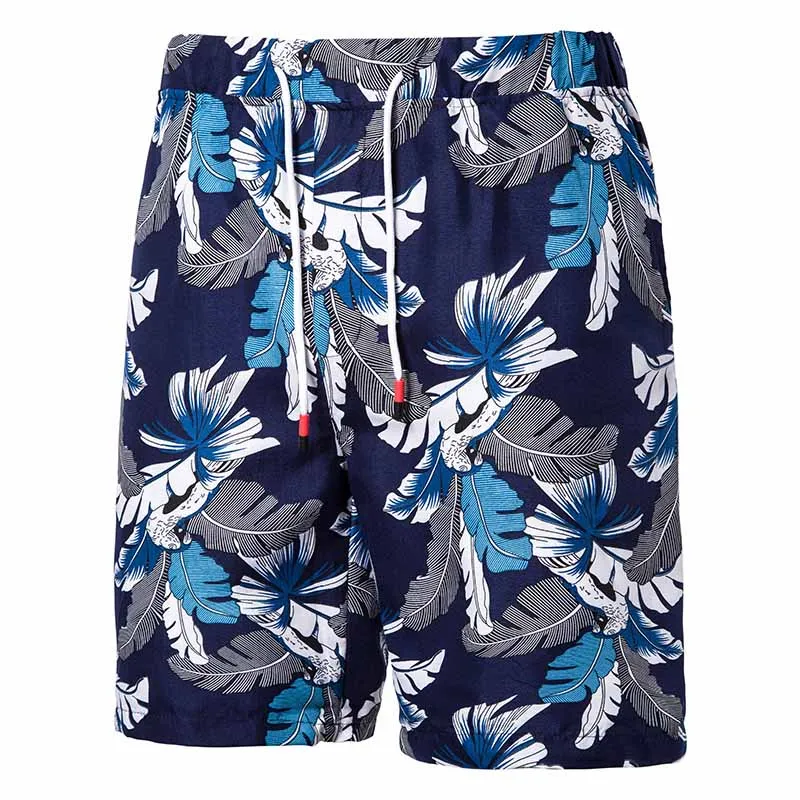 K05 navy Летние новые пляжные шорты с цветочным принтом свободные мужские повседневные шорты с завязками на талии прямые шорты Бермуды мужские большие размеры 4XL 5XL - Цвет: K05 navy