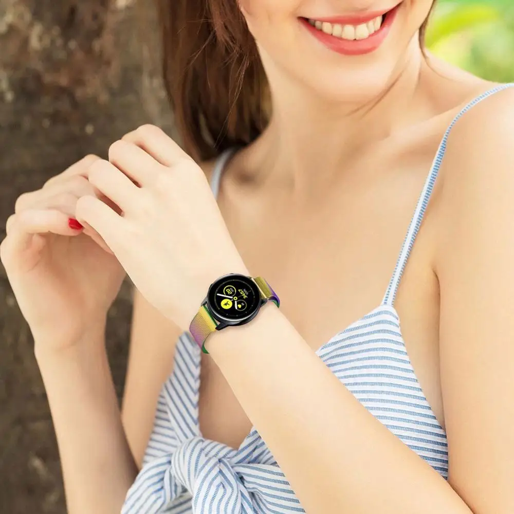 Замена совместима с Galaxy Watch Active 20 мм полосы мода нержавеющая сталь твердый