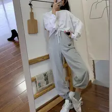 

Loose Women Sweatpants Trousers Pants High Waisted Drawstring Letters Print Pockets Long Running Fitness Autumn Oversized