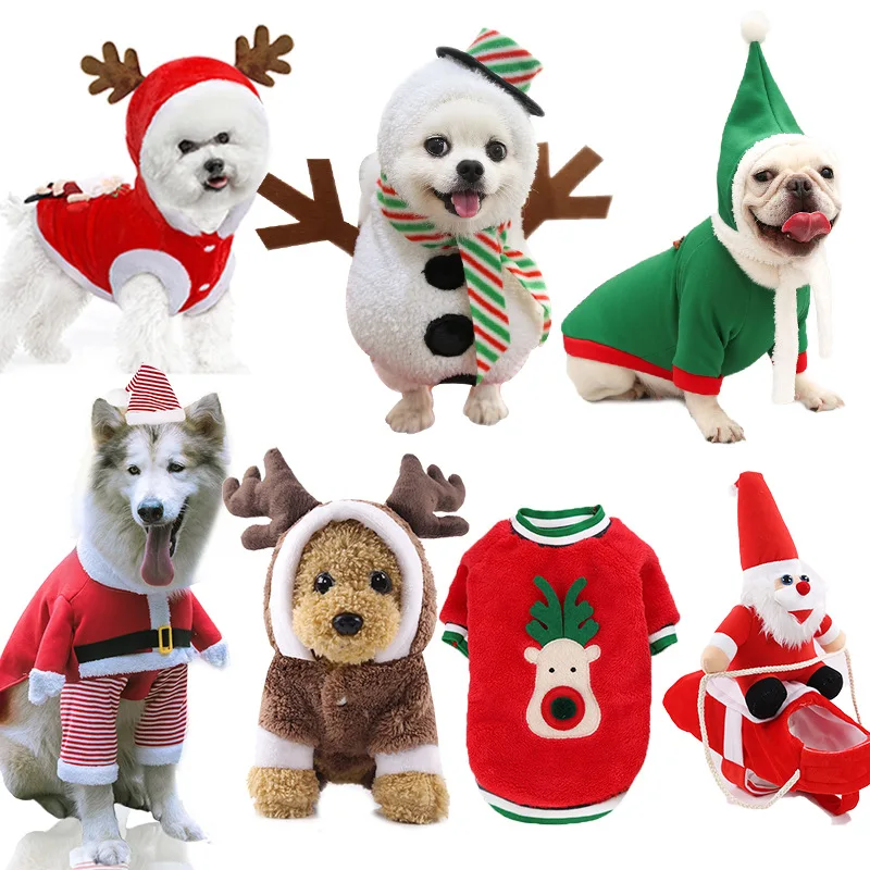 Ropa de Navidad para perros pequeños, medianos y grandes, suministros para mascotas, ropa de algodón para gatos, ropa divertida de invierno, alce y nieve para ancianos AliExpress