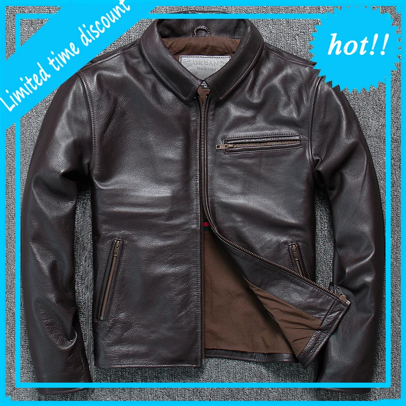 

2020 Men's Soft Cowhide Jacket Brand Designer Genuine Leather Jacket Male High Quality Motorcycle Vinatge Business Zipper Coat