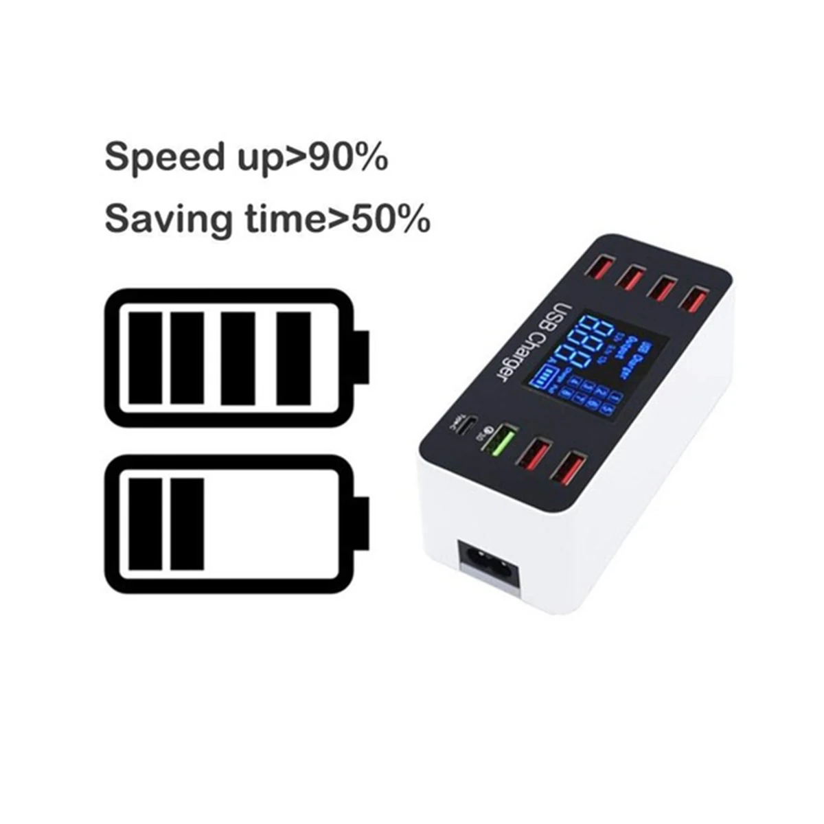8 портов usb type C зарядное устройство 8А 40 Вт умный светодиодный дисплей Быстрая зарядка 3,0 USB Быстрая Зарядка адаптер