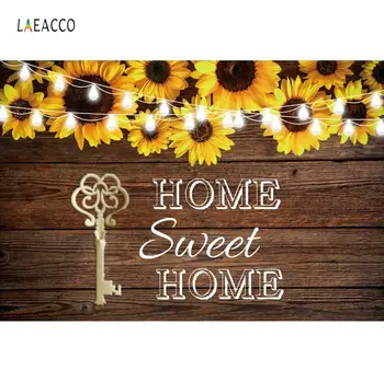

Laeacco Sunflower Wooden Board Photography Bankgrounds Home Sweet Home Vinly Photographic Bankgrops Customized for Photo Studio