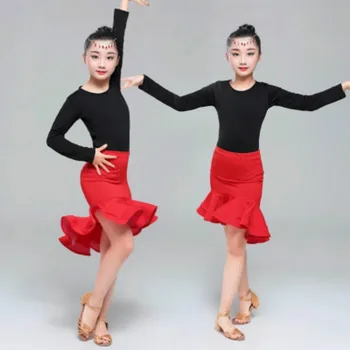 

Ruffle Skirt Children Kids Dancing Latin Dance Wear for Girls Latin Salsa Dress Ballroom Tango Dresses Kids Spandex 2020 Rumba