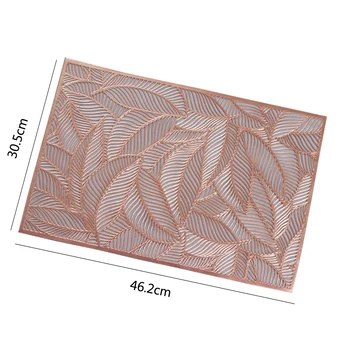 

Hot Leaf Placemat High-End Hotel Restaurant Bronzing Insulation Coffee Placemat Decoration Table Mat Rose Gold