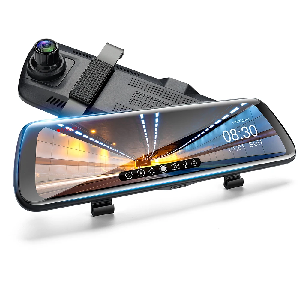 

9.66 in 170 degree Mirror Dash Cam Car Dash Camera Touch Screen 1080P Rearview Front Rear Dual Lens Waterproof Reversing Camera