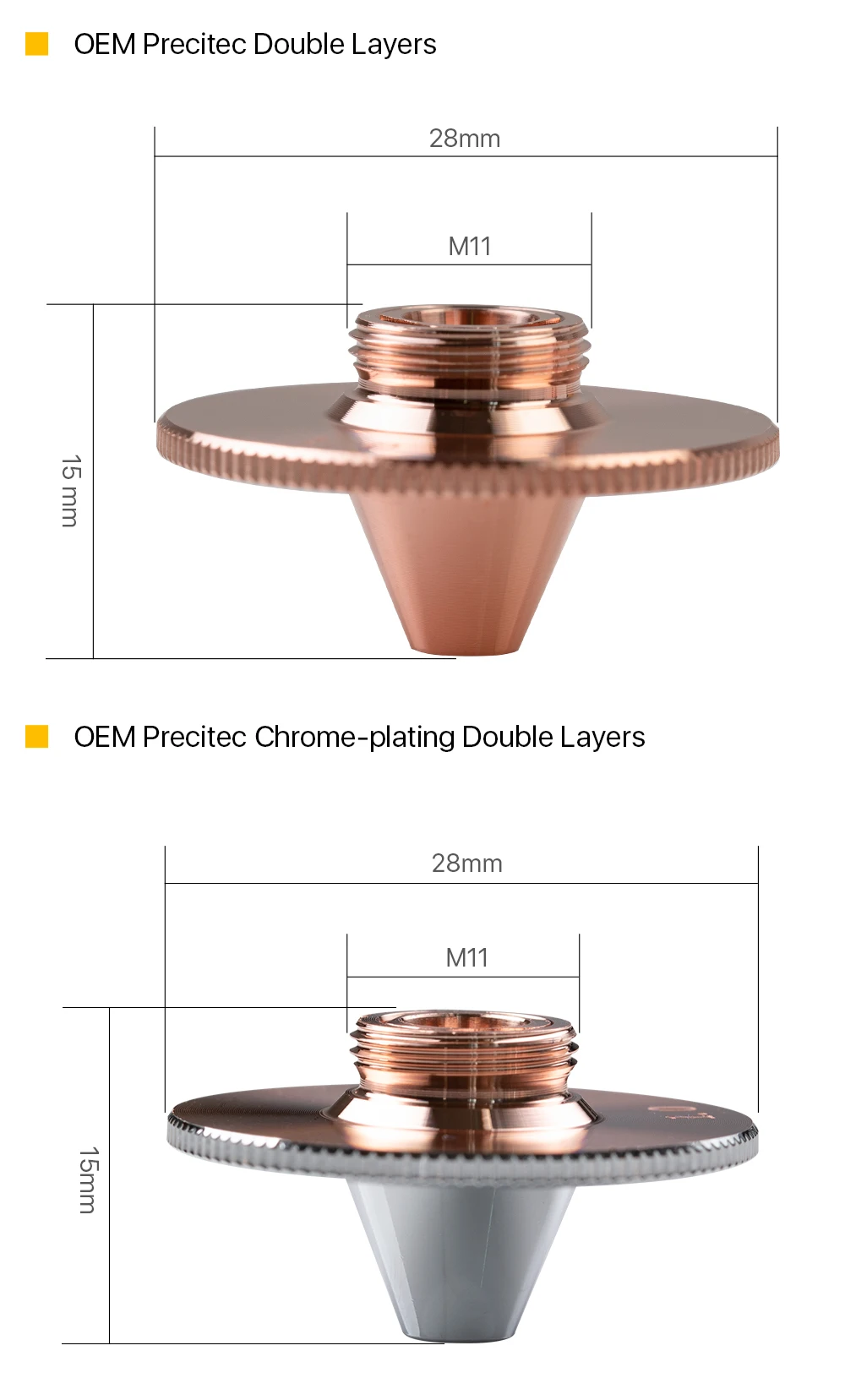 Cloudray Precitec выпуклые лазерные насадки однослойные хромированные двухслойные s Калибр 0,8-4,0 D28 H11 H15 M11 для режущей головки