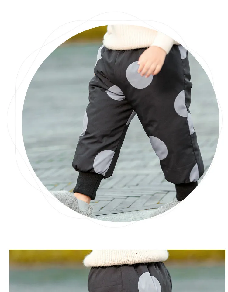 Детские штаны, корейские плотные пуховые штаны в горошек для мальчиков, штаны для маленьких девочек, теплые штаны-шаровары высокого качества для малышей 2-5 лет