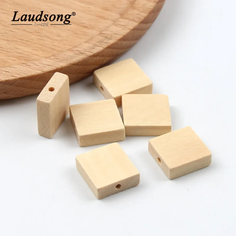 

30PCS 15x15mm Natural High Quality Flat Square Wooden Bead Spacers DIY Crafts Suitable For Jewelry Making Accessories